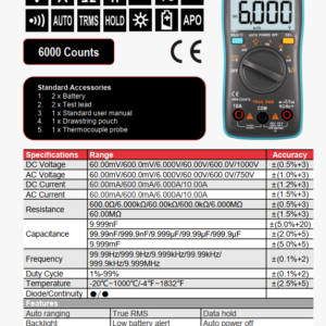 Đồng hồ vạn năng ZOYI 102 - ZOYI ZT102 – Đồng Hồ Vạn Năng 6000 counts True RMS