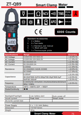 ZOYI ZT-QB9 – Đồng Hồ Kẹp