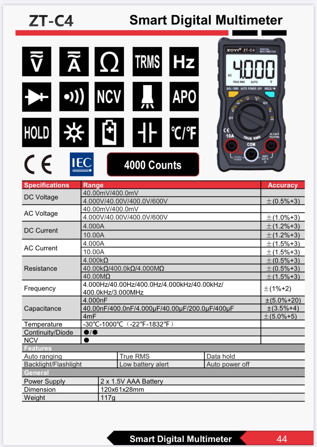 ZOYI Review ZOYI ZT-C4 – Đồng Hồ Vạn Năng Compact 4000 - Ảnh sản phẩm chính hãng