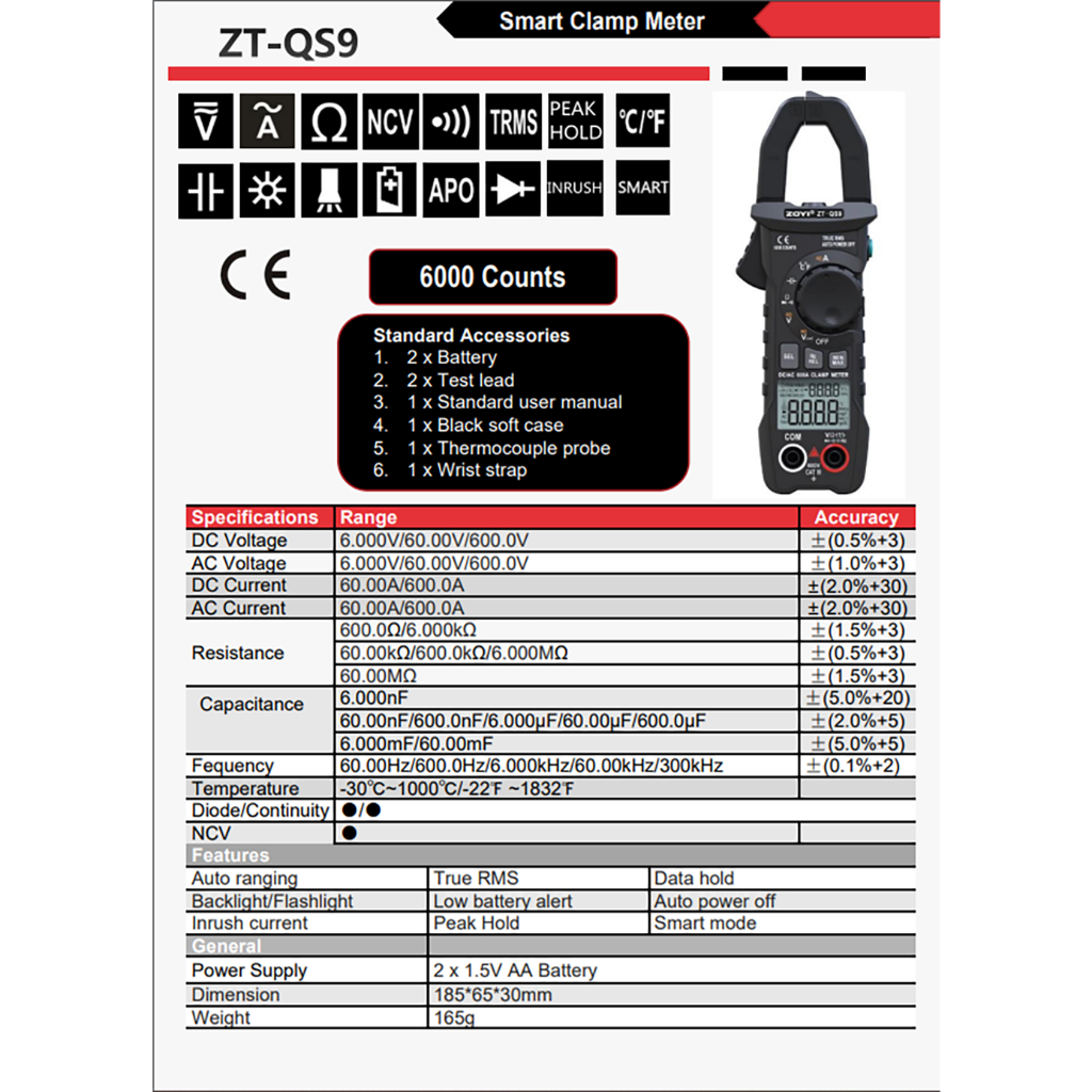 ZOYI Review ZOYI ZT-5BQ: Clamp Meter 6000 Counts Đo AC  - Ảnh sản phẩm chính hãng