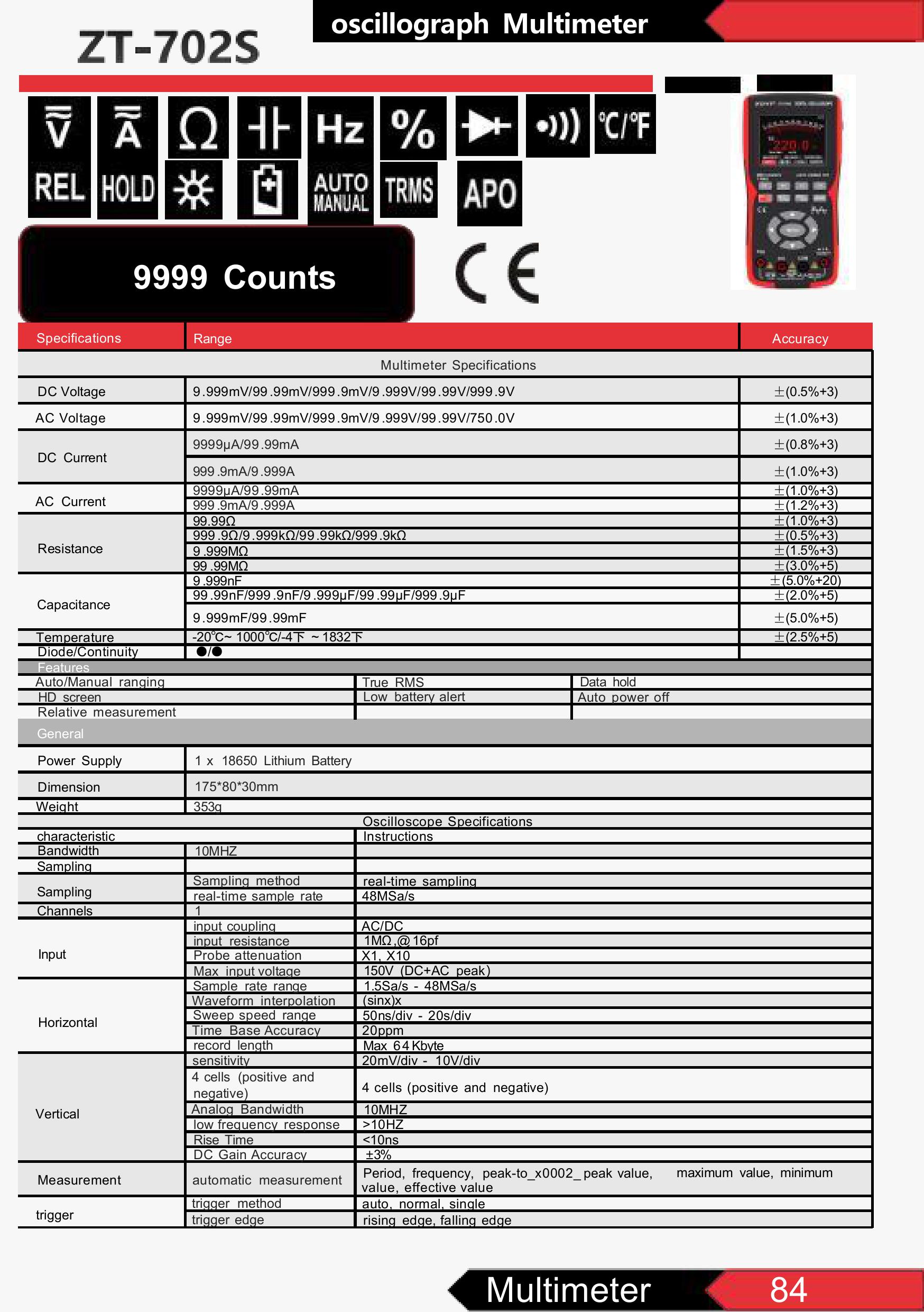 ZOYI ZT-702S Máy hiện sóng, đo điện, đo sóng, màn hình IPS 2,8 inch